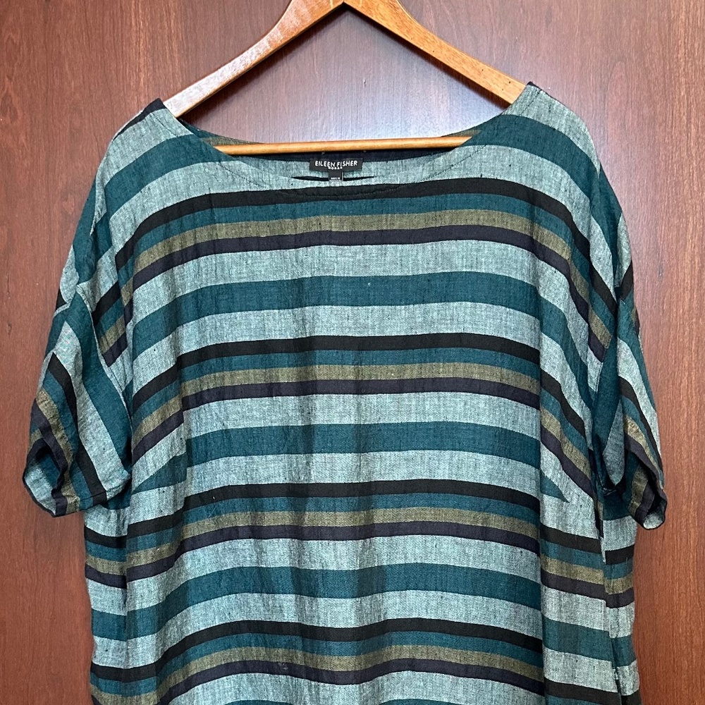 Eileen Fisher - Striped Linen Dress - New - 1X